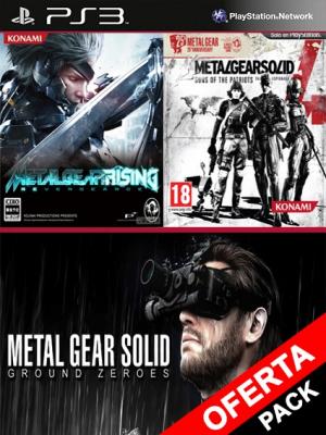 3 juegos en 1 Metal Gear Solid V Ground Zeroes Mas Metal Gear Rising Revengeance Mas Metal Gear Solid 4 Guns of the Patriots PS3